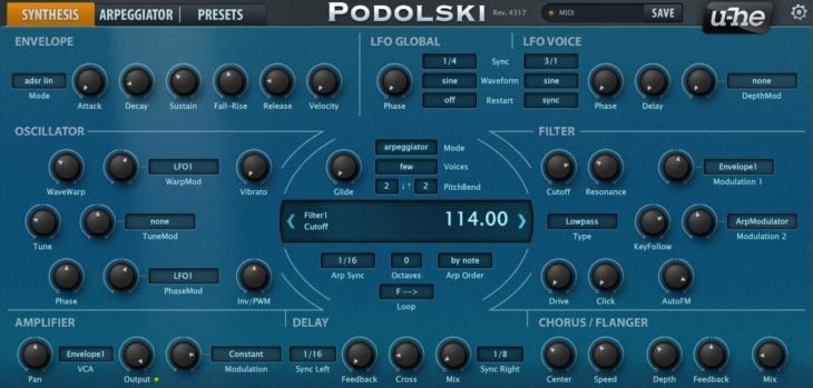 Podolski FREE VST3 Synthesizer by U-He!