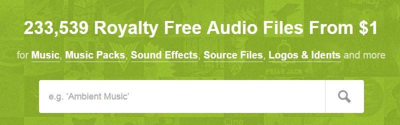 Online audio marketplaces for royalty free music.